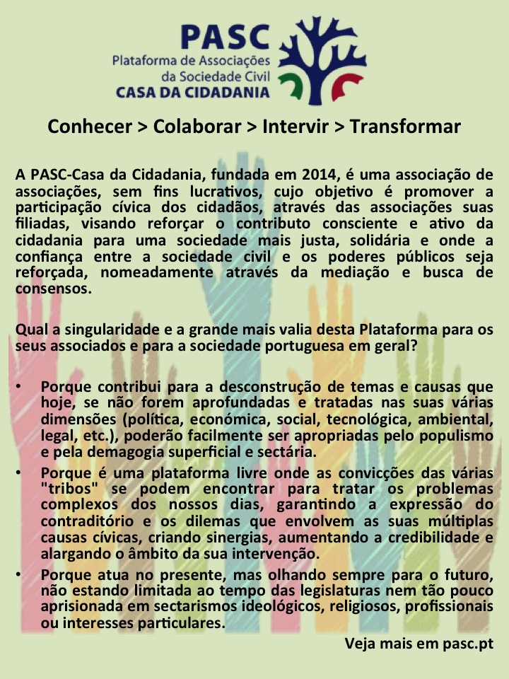 Cartaz PASC Casa da Cidadania